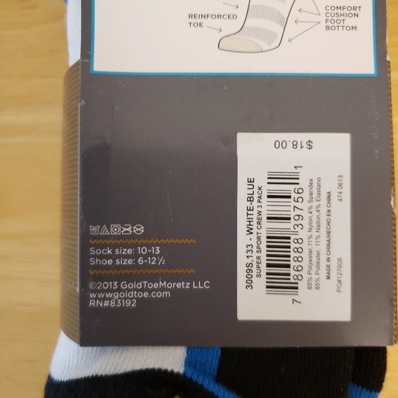 Gold Toe AquaFX Moisture Control Super Sport Crew Socks 3 Pairs - Picture 7 of 7